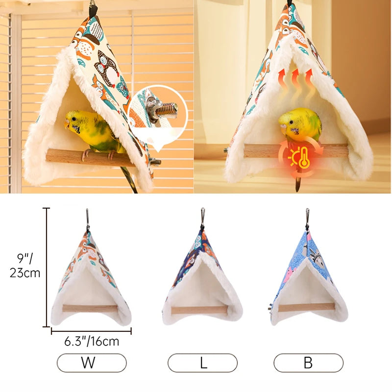 Soft Plush Bird Hammock Bed - Warm Hanging Nest for Parrots and Parakeets