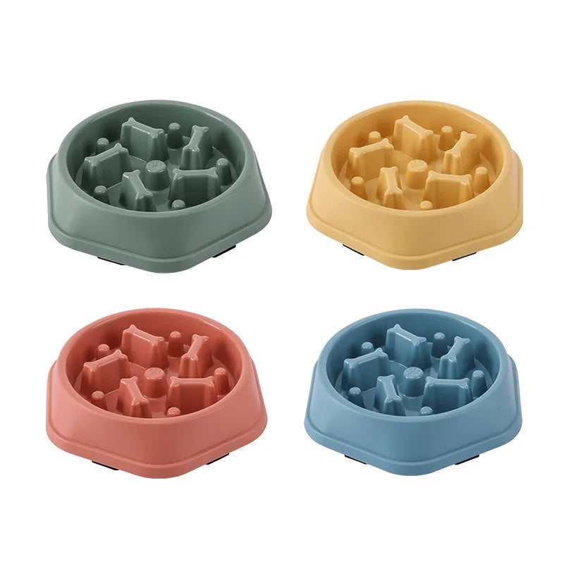 Round Slow Feeder Pet Bowl - Anti-Choking Food Bowl for Cats & Dogs