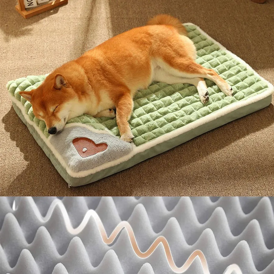 Supportive Pet Bed Mat - Detachable Neck-Support Cushion for Indoor Comfort