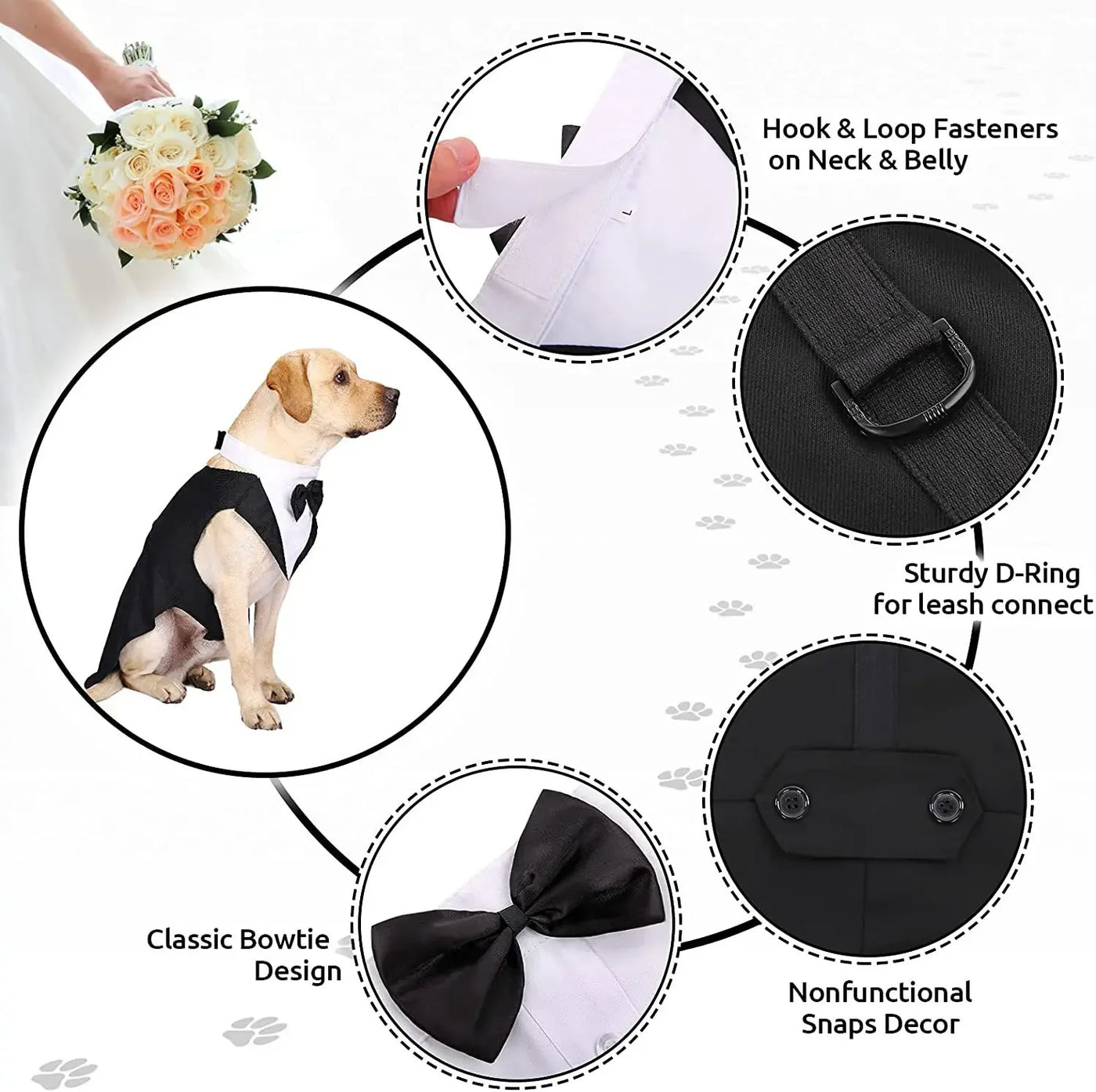 Formal Dog Tuxedo Suit - Bow Tie Party Outfit for Weddings & Special Events
