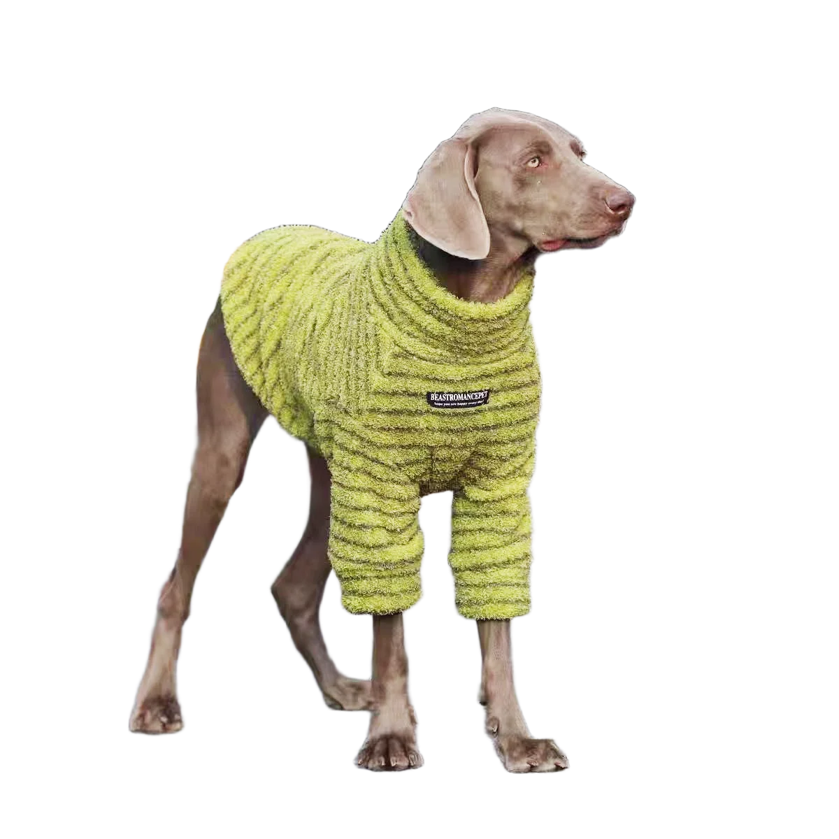 Striped Turtleneck Dog Sweater - Fleece Pullover for Medium & Large Dogs