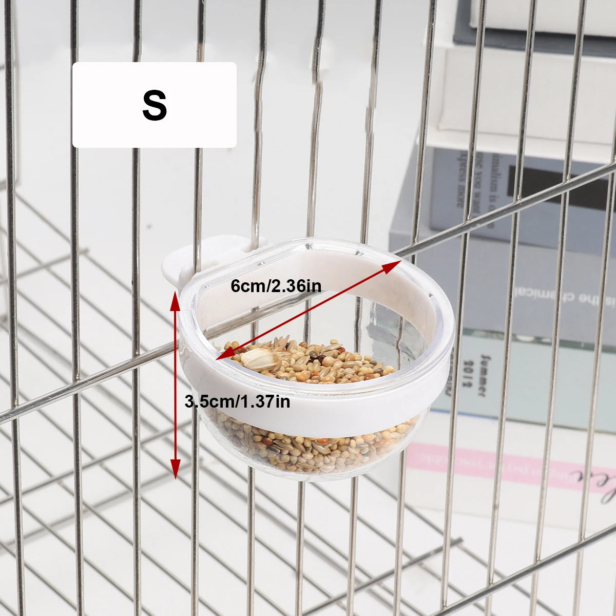 Detachable Transparent Bird Feeding Bowl - Hanging Cup for Parrots and Finches