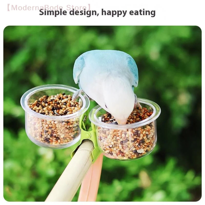 Clip-On Bird Feeder Bowl - Small Food and Water Cup for Parrots