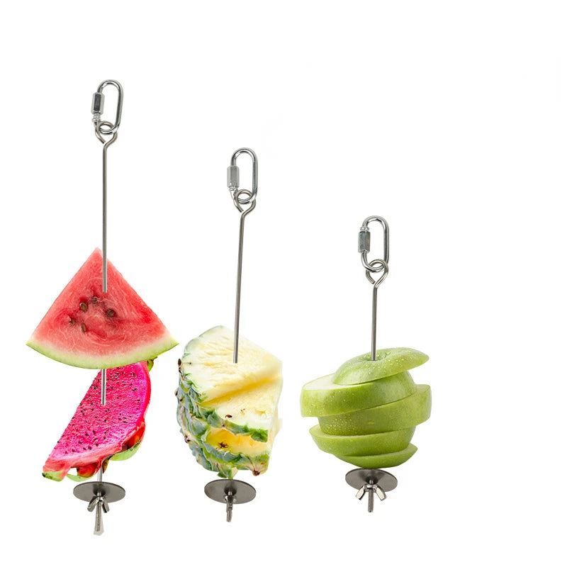 Stainless Steel Bird Food Skewer - Fruit and Treat Holder for Parrots