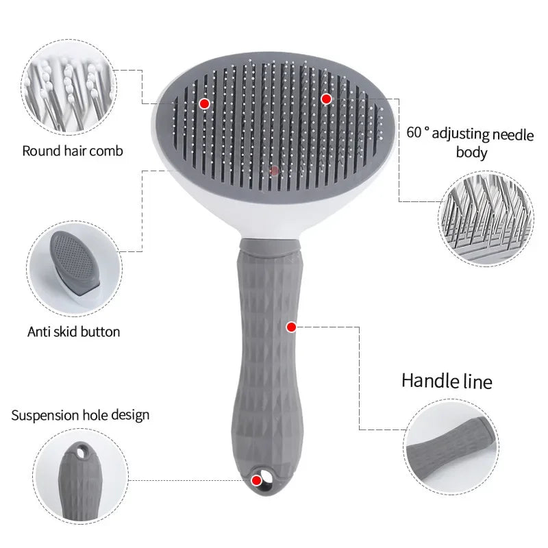 Self-Cleaning Slicker Brush - Pet Grooming Comb for Cats & Dogs